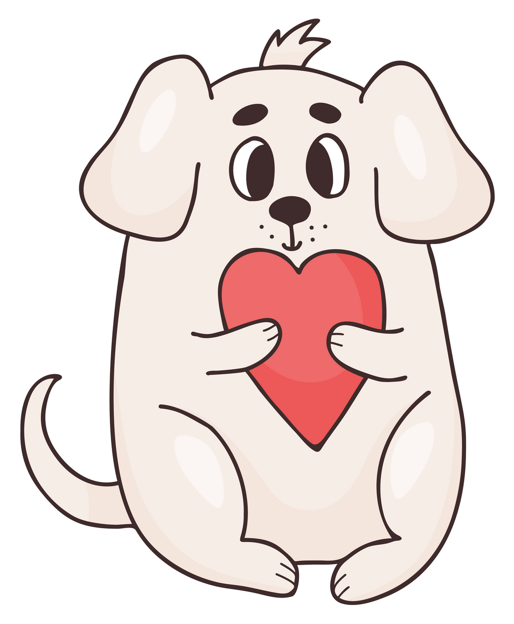 sticker. Cute dog with heart