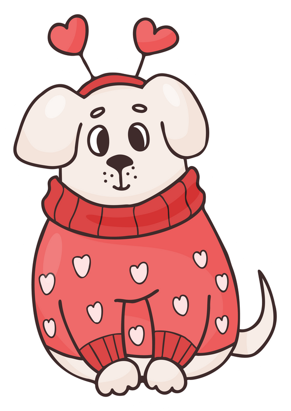 Romantic dog with hearts. sticker